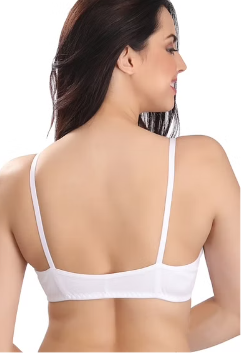 Non-Padded Non-Wired Front Open Plunge Bra in White - Cotton Rich