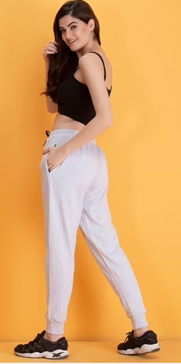 Chic Basic Cuffed Joggers in Light Grey - Knit