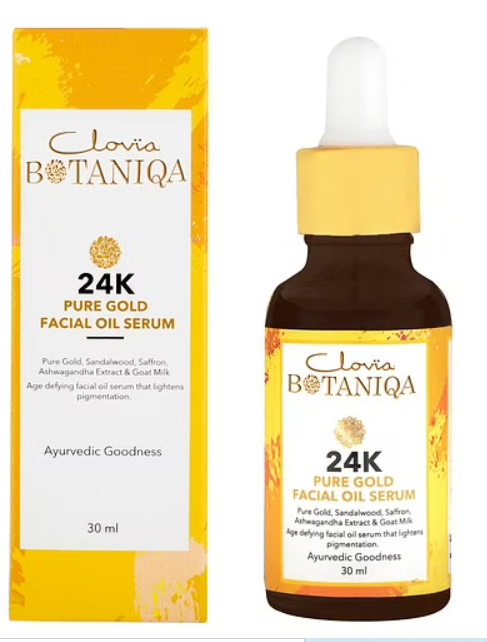 24K Pure Gold Facial Oil Serum with Saffron & Goat Milk by Clovia Botaniqa - 30ml