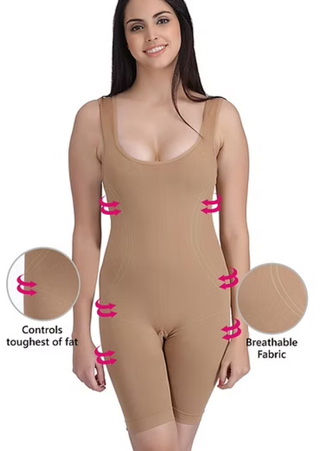 Laser-Cut No-Panty Lines High Compression Body Suit in Nude