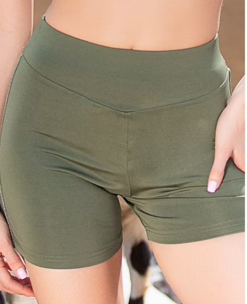 Snug Fit Active Cycling Shorts in Olive Green