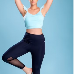 Comfort Fit Active Cropped Top in Sky Blue with Removable Pads