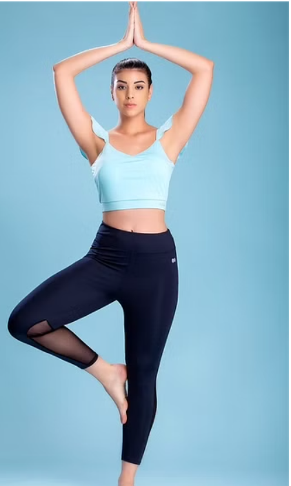 Comfort Fit Active Cropped Top in Sky Blue with Removable Pads
