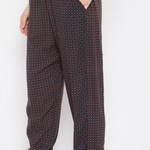 Print Jogger Style Pants in Maroon - Rayon