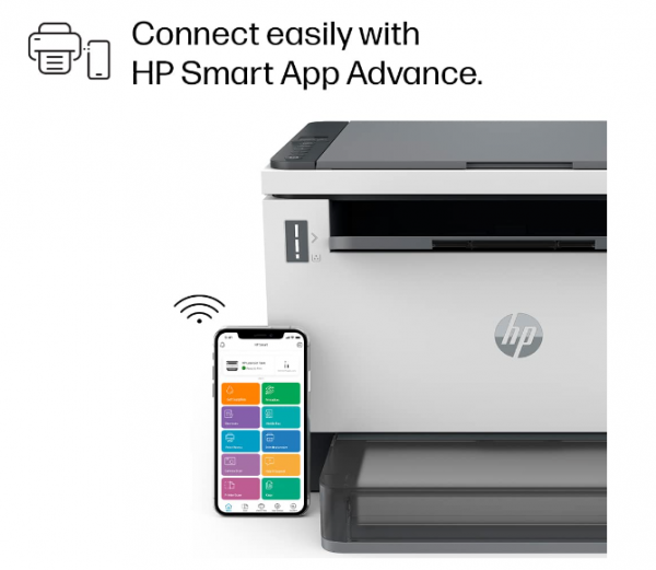 HP Laserjet Tank 1005w Printer for Home & SMBs: 3-in-1 Print+Copy+Scan, Mess-Free 15 Sec Toner Refill, Lowest Cost/Page-B&W Prints, Dual Band Wi-Fi, Smart Guided Buttons, Mobile Printing.