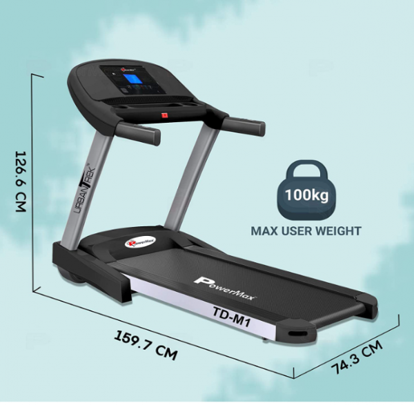 PowerMax Fitness TD-M1-A1 Series - Light, Foldable, Electric Treadmill【100% Pre-Installed】 Running Machine for Max Pro-Workout by Walk, Run & Jog at Home
