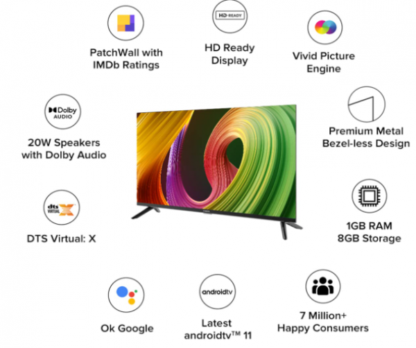Mi 80 cm (32 inches) 5A Series HD Ready Smart Android LED TV L32M7-5AIN (Black)