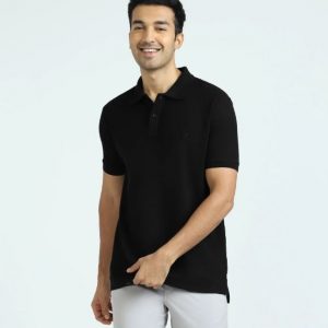 ELEMENT COMBED COTTON POLO T-SHIRTS PITCH BLACK-1