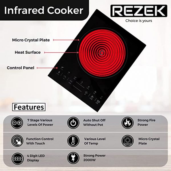 REZEK Infrared Cooktop 2000 W with Auto Shut Off and Overheat-2