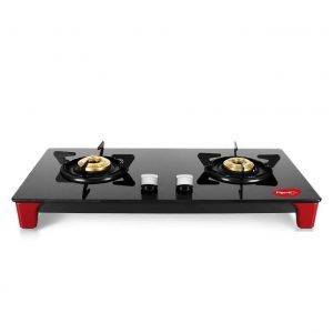Pigeon Infinity Gas Cooktop with Glass Top and Stainless Steel body 2 Burner Gas Stove