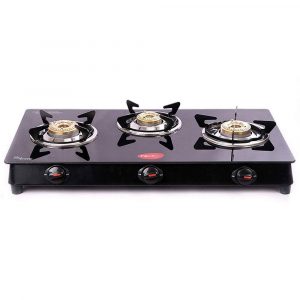 Pigeon by Stovekraft Aster 3 Burner Gas Stove with High Powered Brass Burner