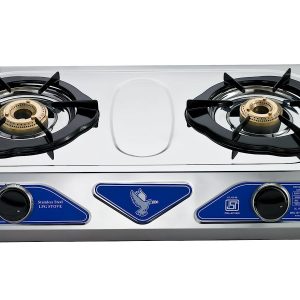 Pigeon by Stovekraft Stainless Steel Open Duo LPG Stove, 2 Burner, Silver