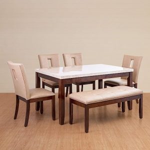 6-Seater Dining Table Set - Brown-1