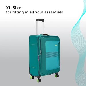 Safari Anti Theft Trolley Bag, Medium Size Teal Suitcase with TSA Locks, 8 Wheel Softside Polyester Luggage Bags for Travel, 71 cm Check-in Luggage Trolley for Men and Women