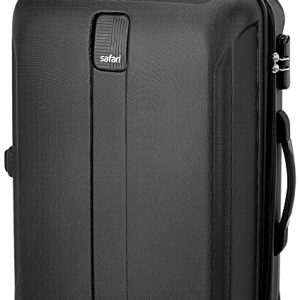 Safari Thorium Sharp Antiscratch Trolley Bag Medium Size, 66 cms Black Printed Hard Side Travel Bag for Men and Women, 4 Wheel Luggage Suitcase for Travelling