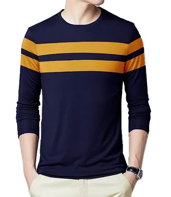 Sleeve Cotton Blend Men's T-Shirt-1