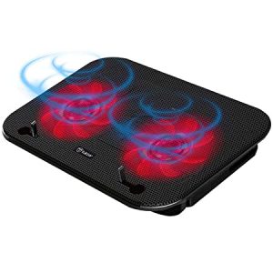 Tukzer Laptop Cooling Pad, Portable Slim Quiet USB Powered Gaming Cooler Stand Chill Mat 2-Red-LED Fans USB Powered 2-Viewing Angles 10-to-15.6-inch laptops, cp3 (TZ-CP3)