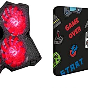 Tukzer Laptop Cooling Pad, Portable Slim Quiet USB Powered Gaming Cooler Stand & Large Size (795mm x 298mm x 3.45mm) Extended Gaming Mouse Pad Stitched Embroidery Edges Non-Slip Rubber Base