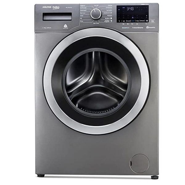 Voltas Beko 7.0kg 5 Star Front Load Washing Machine (WFL7012VTAC, Manhaten Grey), Steam Wash,Stain Expert