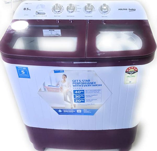 Voltas Beko 8.5 Kg Semi Automatic Top Load Washing Machine (WTT85DBRG, Red)