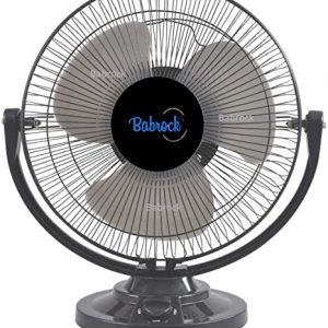 Babrock High Speed Mini Wall Cum Table Fan Small Size 3 Speed Setting with powerful copper touch motor 12 Inch Black Beauty 300 mm Table Fan