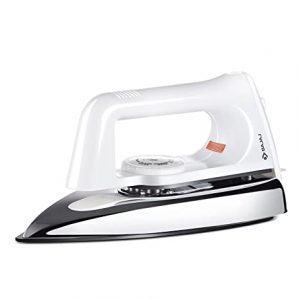 Bajaj Popular Plus 750W Dry Iron with Advance Soleplate and Anti-Bacterial German Coating Technology, White
