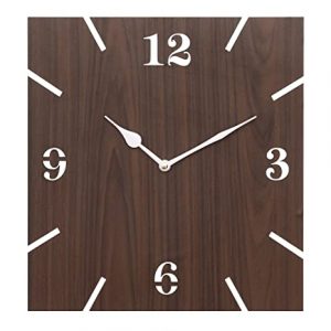 Webelkart Beautiful Square Wood Without Glass Wall Clock (Brown, 30 cm x 30 cm x 2.8 cm)