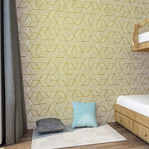 ANNA CREATIONS Self Adhesive Wallpaper Waterproof Vinyl Stickers PVC Wall Papers (18''inches x 120'' inches) (Gold Hexagon)
