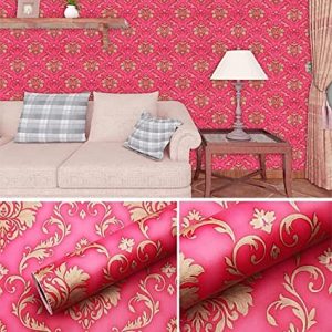 ANNA CREATIONS Self Adhesive Wallpaper Waterproof Vinyl Stickers PVC Wall Papers (18''inches x 120'' inches) (RED Flower)