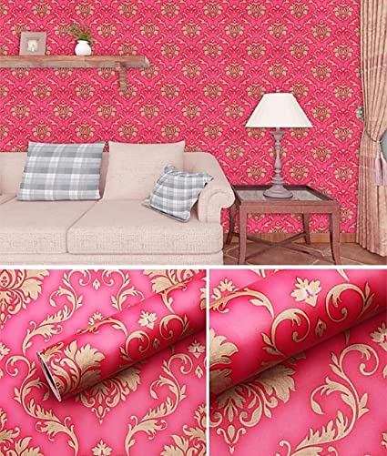 ANNA CREATIONS Self Adhesive Wallpaper Waterproof Vinyl Stickers PVC Wall Papers (18''inches x 120'' inches) (RED Flower)