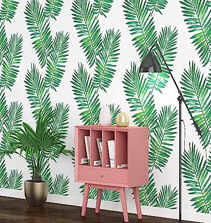ANNA CREATIONS Self Adhesive Wallpaper Waterproof Vinyl Stickers PVC Wall Papers (18''inches x 120'' inches) (Tropical Leaves)
