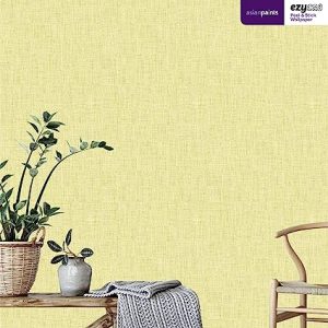 Asian Paints EzyCR8 Textured Interwoven Patterns-Yellow Self Adhesive Wallpaper (45x300cm) DIY Wall Decor Water-Resistant Living Room Puja Room Multi Surface Application, Kids Room, Play Room