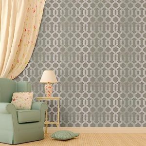 Asian Paints MidCent Design Wallpaper Non-Adhesive wallcovering for Living Room, Bedroom Walls (53L x 1005W Centimeters, 57 sqft per roll) Grey, White