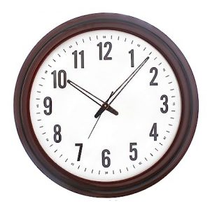 CHRONIKLE Classic Round Wooden Rosewood Home Office Decor Analog Wall Clock with Sweep Movement
