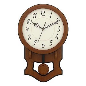 CHRONIKLE Decorative Vertical Pendulum Wooden Brown Analog Home Office Decor English Numerals Wall Clock with Sweep Movement