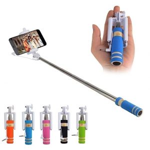Calicovilla Mini Selfie Stick with Button Wired Sponge Handle Monopod Universal for iPhone 6, iPhone 5,Samsung, Huawei, Xiaomi & All Android & Smartphones with Branded Box Packed