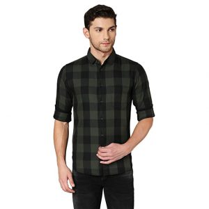 Dennis Lingo Men's Cotton Buffalo Check Slim Fit Casual Shirt with Pocket, Full Sleeve Shirt for Formal & Casual Wear