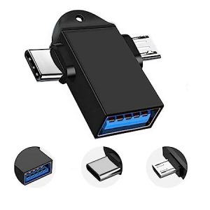 LIRAMARK 2 in1 OTG Adapter, USB 3.0 Female to Micro-USB Male and Type-C Male Connector Aluminium High Speed Data OTG for All Type-C