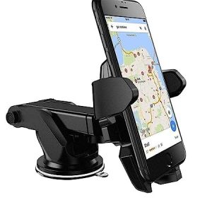 LIRAMARK Universal Car Mount Mobile Holder Stand Strong Suction Cup, Double Shift Locking for Dashboard Windshield Long Telescopic Arm, 360° Rotatable Head for All Mobile Phones