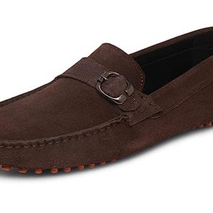 LOUIS STITCH Loafers for Men Italian Suede Leather Casuals Style Sole Side Buckle Penny Loafer Shoes