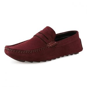 LOUIS STITCH Men Burgundy Italian Suede Leather Loafers for Man (Goel)