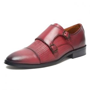 LOUIS STITCH Men's Italian Double Monk Strap Shoes Handmade British Style Leather Shoes for Men (EUWEDM)