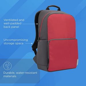 Lenovo 39.63cm (15.6)Executive Red Backpack,Made in India, Water-resistant, Uncompromised storage,Travel friendly Vented & Well-Padded Back Panel with Luggage strap,Padded adjustable shoulder straps