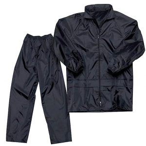 Malvina Men's Motorcycle Rain Suit Waterproof Rain Jacket and Rain Pants Rain Gear (Black)