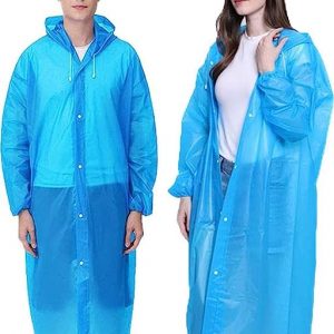 Malvina Unisex Waterproof Long Coat Raincoat for Men and Women with Adjustable Hood