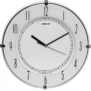 OREVA Plastic Round Shape Simple Small Wall Clock (18.8 x 3.8 x 18.8 cm, White, AQ-1547)