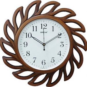Oreva Plastic Wooden Look Designer Abstract Silent Wall Clock (35.8 x 35.8 x 4 cm, Wood, AQ 6287 SS)