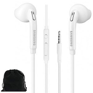 Samsung Wired Earbuds Original 3.5mm in-Ear Headphones for Galaxy S10, S10 Plus, S10e Plus, Note 10, A71, A31 - Microphone & Volume Remote - Includes Black Velvet Carrying Pouch - White