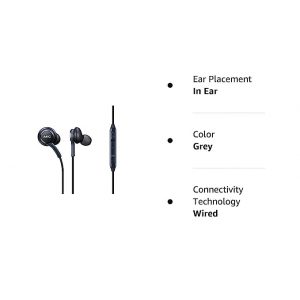 Samsung Wired In Ear Earphones With Mic Corded Tuned By Akg (Galaxy S8 And S8+ Inbox Replacement), Grey