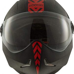 Steelbird SB-50 Adonis Dashing Black and Red Helmet with Plain Visor,600mm(Black Red, Large)
